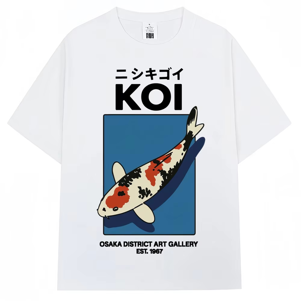 Vintage Fashion Tokyo - เสื้อยืดลายปลาคาร์ฟญี่ปุ่น Fuji Dragon Yakuza Tokyo สำหรับผู้ชายและผู้หญิง