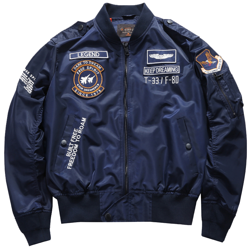 Varsity Jacket Wool - เสื้อแจ็กเก็ตบอมเบอร์ MA-1สำหรับผู้ชายเสื้อโค้ทสำหรับใส่ในฤดูใบไม้ผลิทางยุทธวิธีกองทัพสำหรับฤดูใบไม้ร่วง