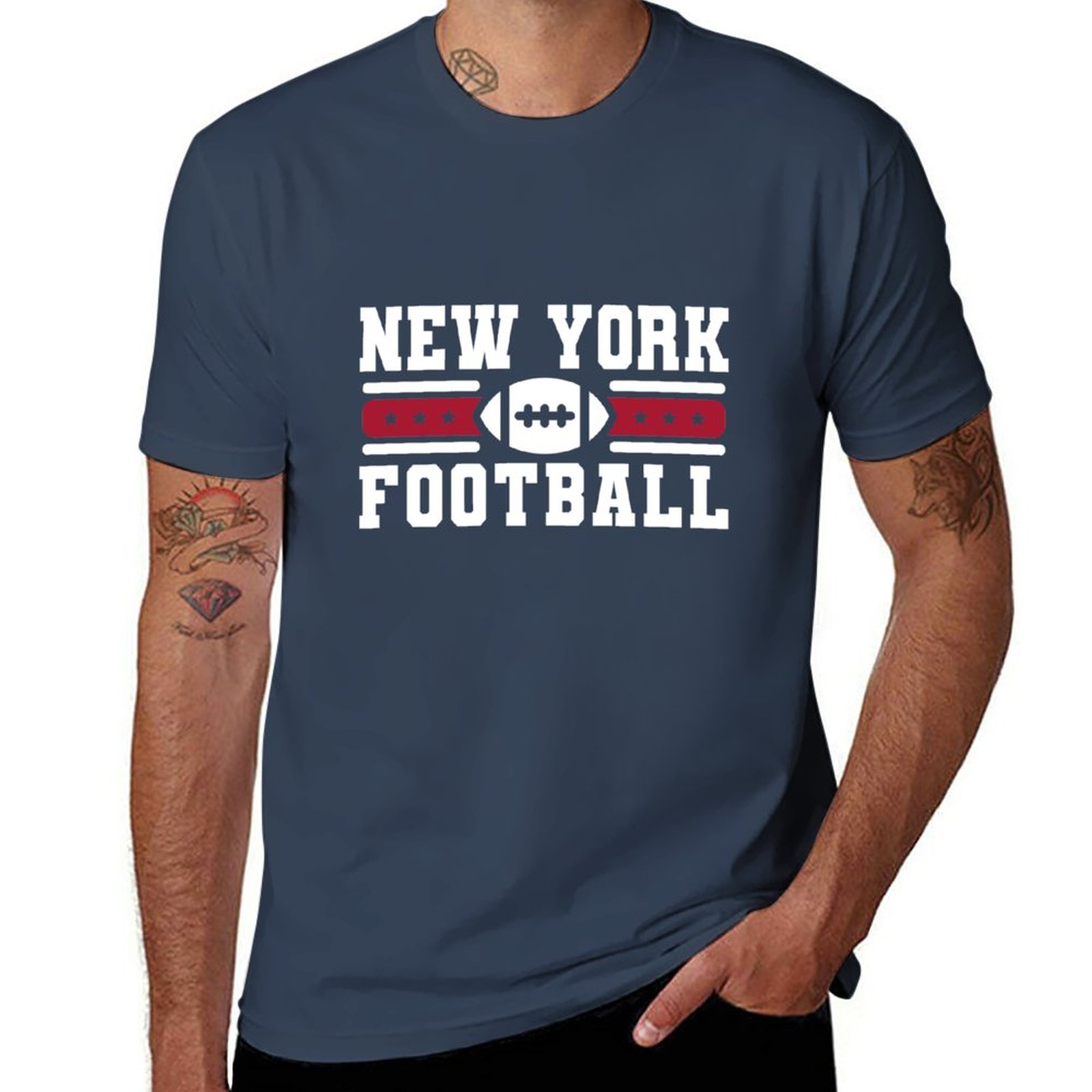 Retro Vintage Korean Fashion - นิวยอร์กเสื้อยืดทีมฟุตบอล NY ย้อนยุคไจแอนท์โกลไลน์ MODE Korea ผู้ชายเสื้อยืดตัวใหญ่และสูง