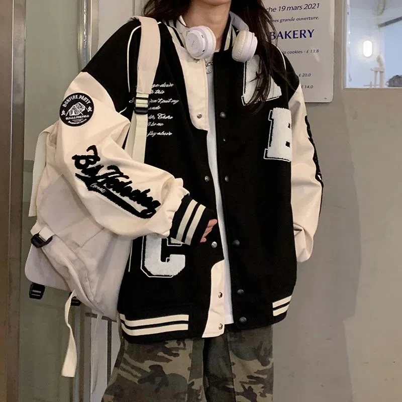 Varsity Jacket Wool - Y2k Lamb Wool Bomber Jacketหญิงขนาดใหญ่Streetwear 2025