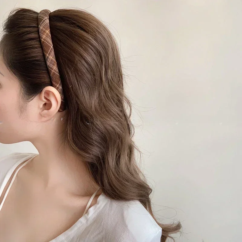 Elegant Plaid BEZEL Hairband ส - Retro Vintage Korean Fashion บทวิจารณ์และราคา