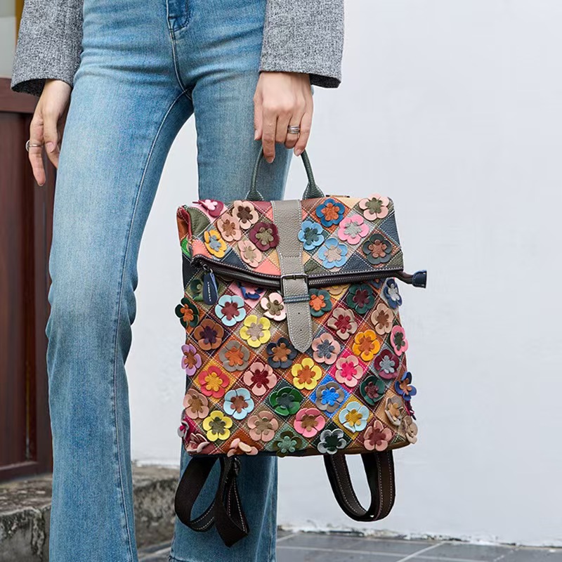 กระเป๋าเป้สะพายหลังหนังแท้สไตล - Vintage Women Fashion บทวิจารณ์และราคา