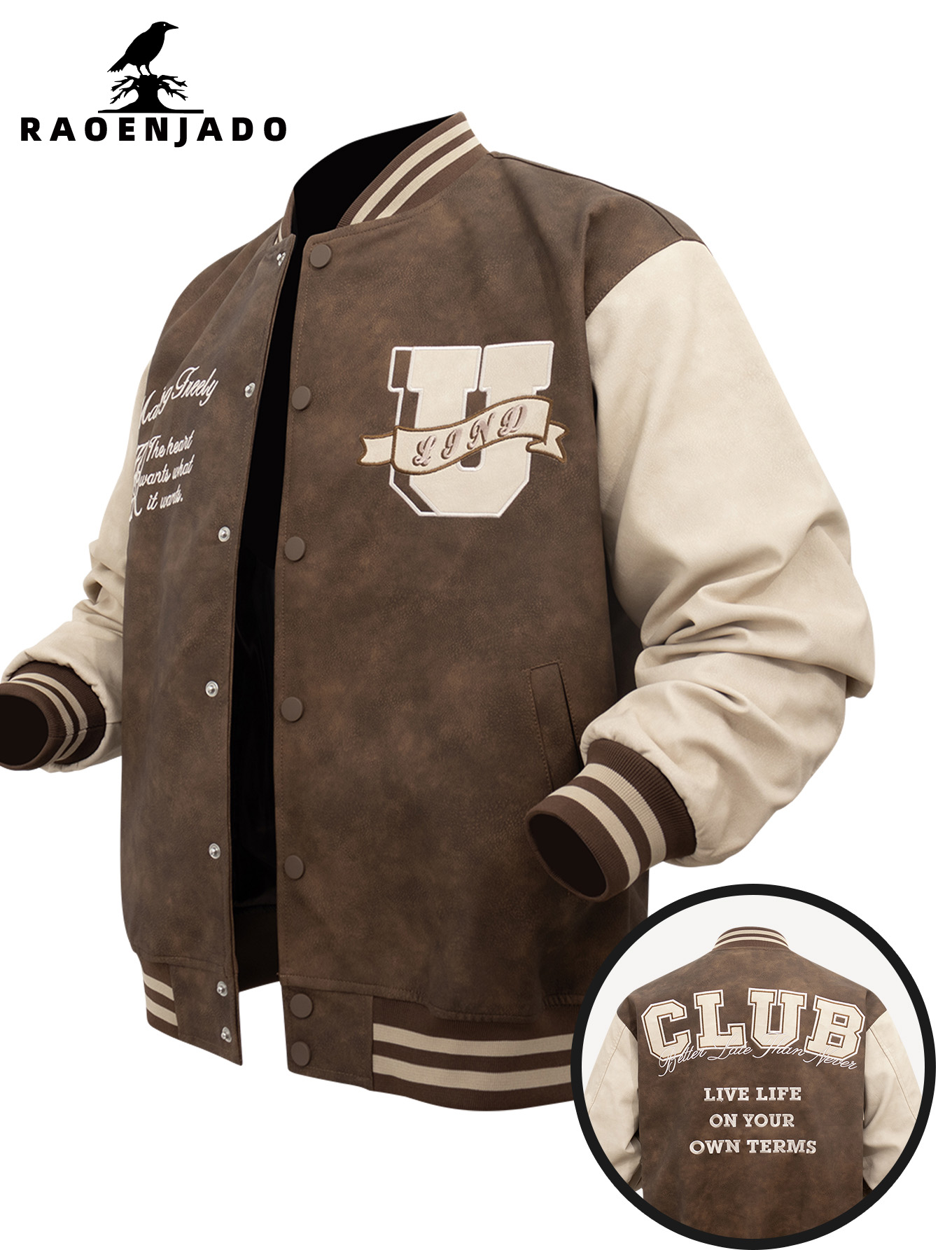 เสื้อแจ็คเก็ตหนัง PU สไตล์วินเ - Varsity Jacket Wool บทวิจารณ์และราคา