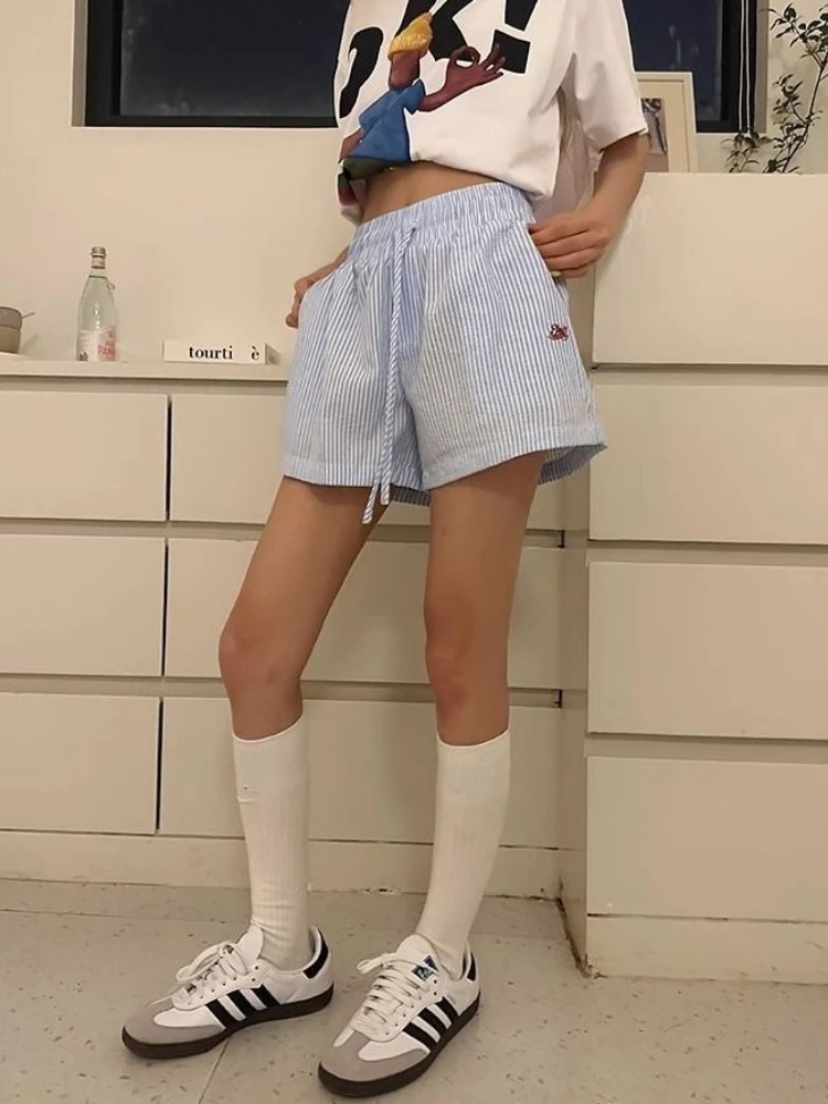 Y2k กางเกงขาสั้นลายผู้หญิง Out - Retro Vintage Korean Fashion บทวิจารณ์และราคา