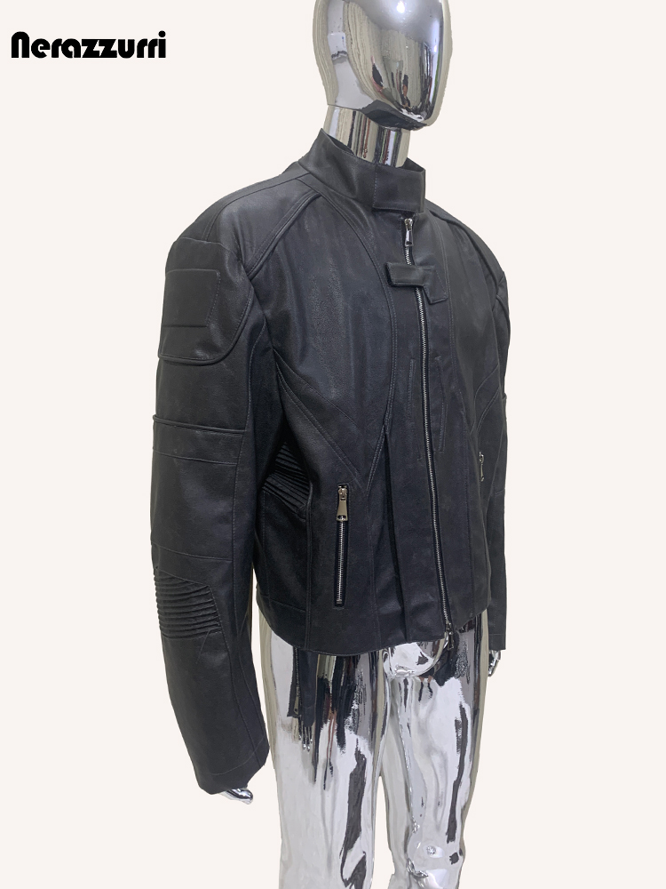 เสื้อแจ็คเก็ตนักแข่งหนัง PU สี - Vintage Fashion Runway บทวิจารณ์และราคา