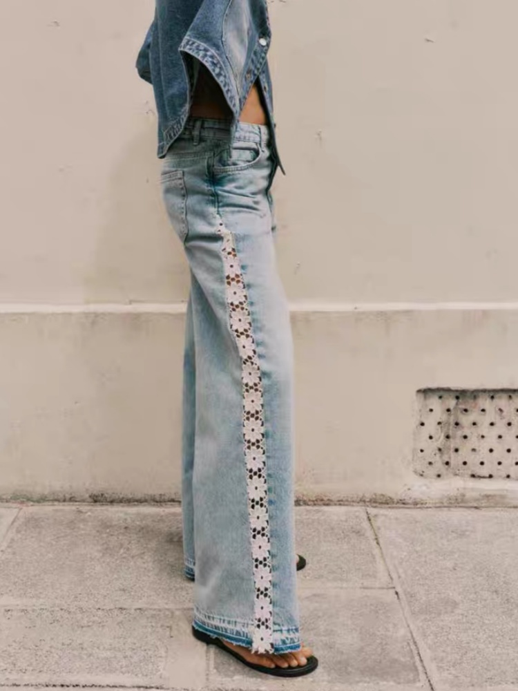 กางเกงยีนส์ทรงหลวมสีน้ำเงินวิน - Retro Vintage Korean Fashion บทวิจารณ์และราคา