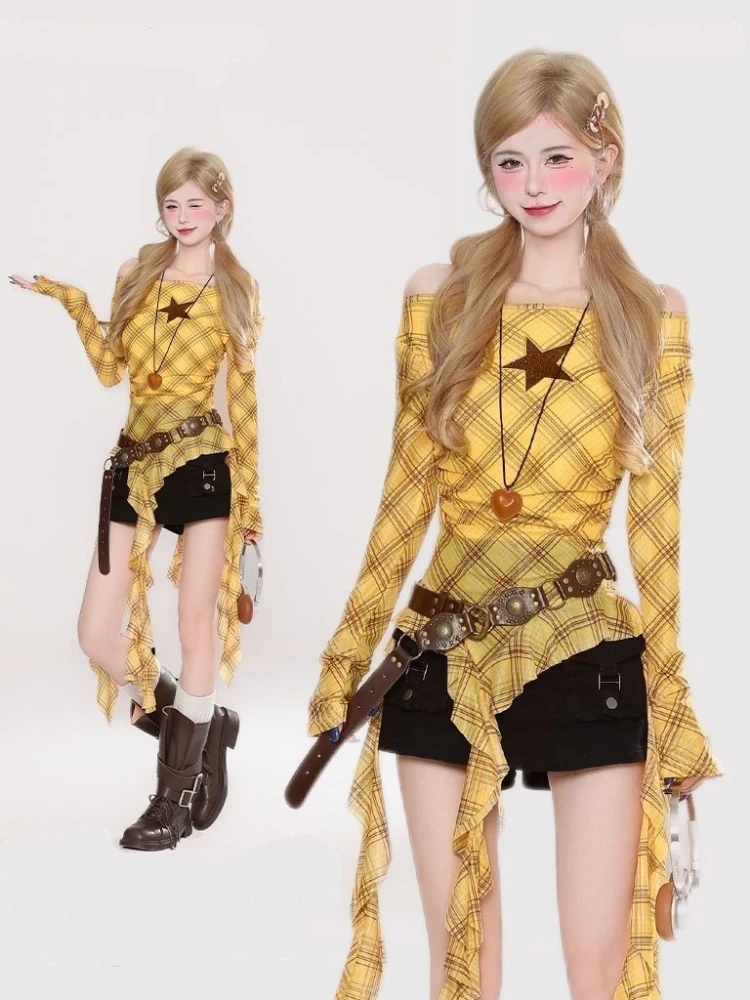 เสื้อยืดวินเทจลายสก๊อต Y2K สำห - Vintage Women Fashion บทวิจารณ์และราคา