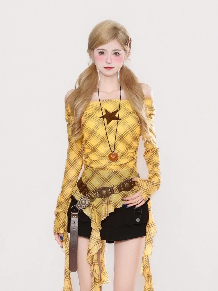 เสื้อยืดวินเทจลายสก๊อต Y2K สำห - Vintage Women Fashion บทวิจารณ์และราคา