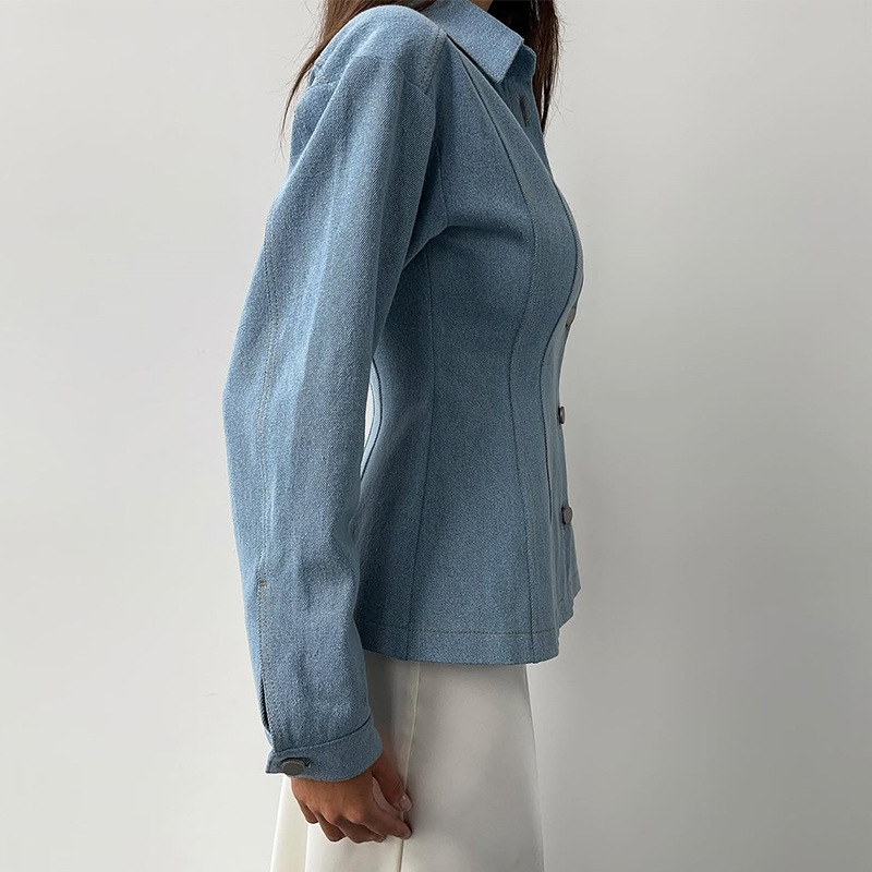 เสื้อเชิ้ตเดนิมทรงเข้ารูป KT V - Vintage Women Fashion บทวิจารณ์และราคา