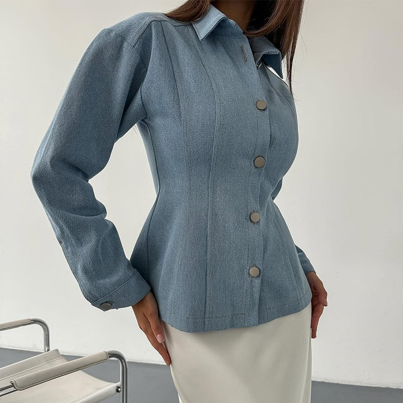 เสื้อเชิ้ตเดนิมทรงเข้ารูป KT V - Vintage Women Fashion บทวิจารณ์และราคา