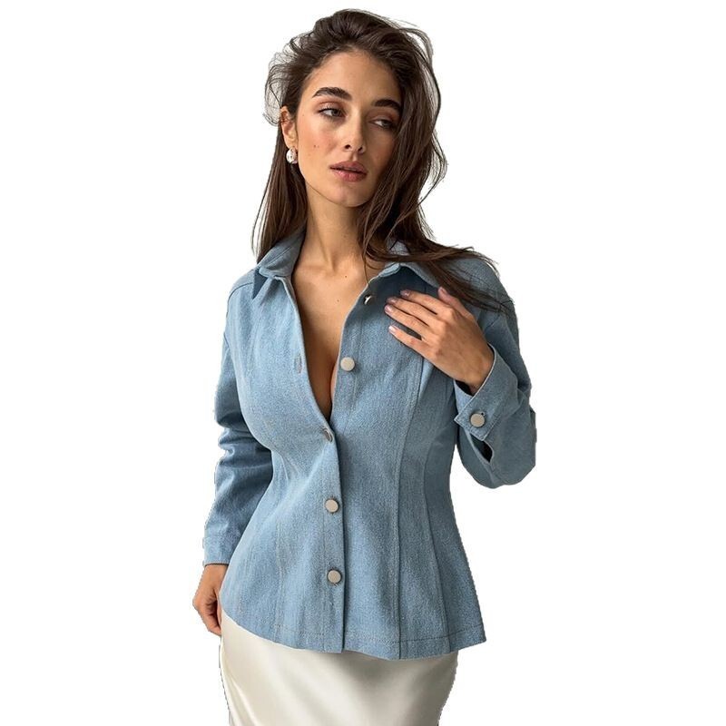 เสื้อเชิ้ตเดนิมทรงเข้ารูป KT V - Vintage Women Fashion บทวิจารณ์และราคา
