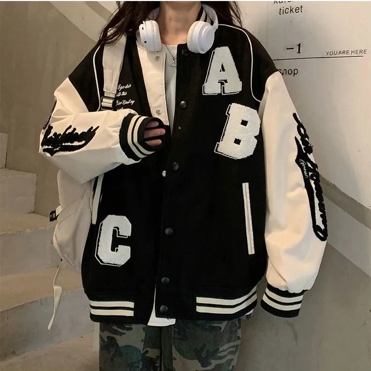 Y2k Lamb Wool Bomber Jacketหญิ - Varsity Jacket Wool บทวิจารณ์และราคา