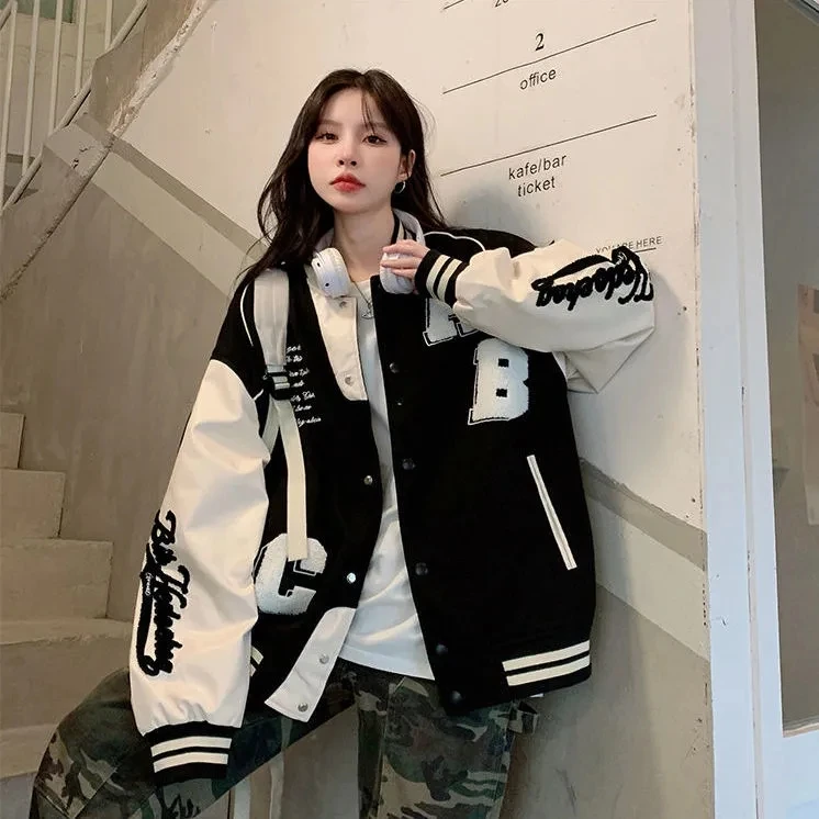 Y2k Lamb Wool Bomber Jacketหญิ - Varsity Jacket Wool บทวิจารณ์และราคา