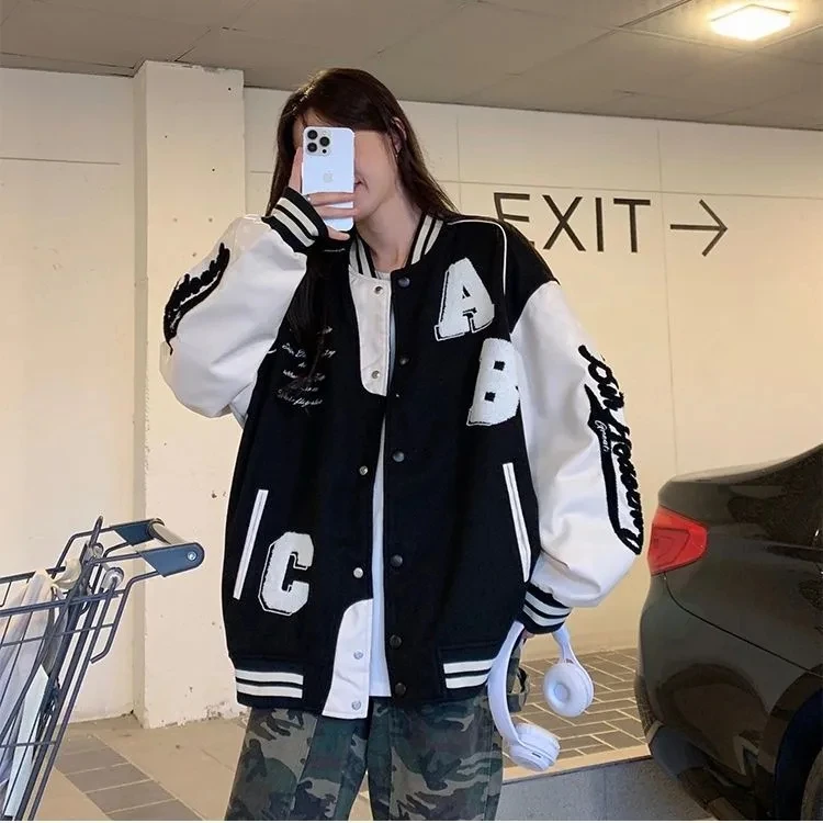 Y2k Lamb Wool Bomber Jacketหญิ - Varsity Jacket Wool บทวิจารณ์และราคา