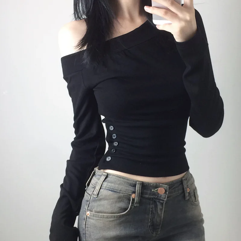 Y2K เสื้อยืดติดกระดุมสไตล์วินเ - Vintage Women Fashion บทวิจารณ์และราคา