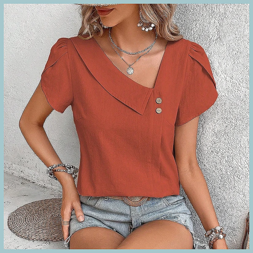 เสื้อเบลาส์สีพื้นสไตล์วินเทจสำ - Vintage Women Fashion บทวิจารณ์และราคา