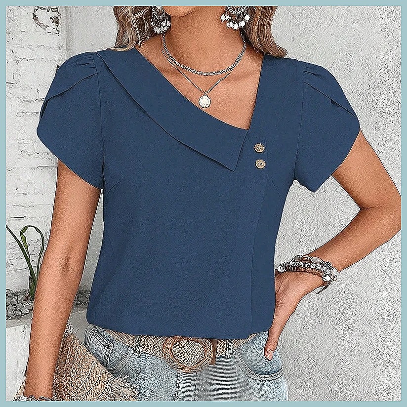 เสื้อเบลาส์สีพื้นสไตล์วินเทจสำ - Vintage Women Fashion บทวิจารณ์และราคา